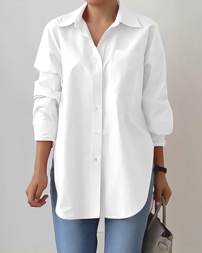 Split-Neck Long-Sleeve Shirt