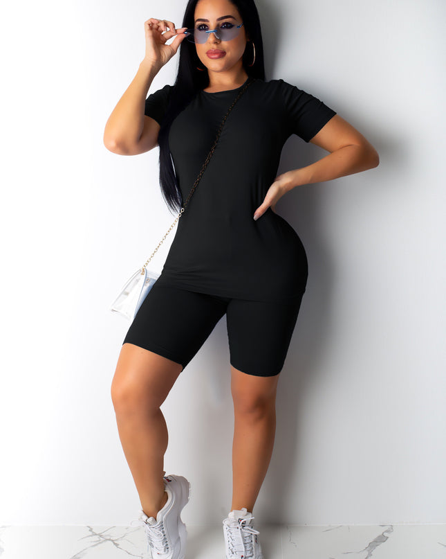Women's Cotton Workout Short Set – Casual Sport, 4 Colors, S–XL