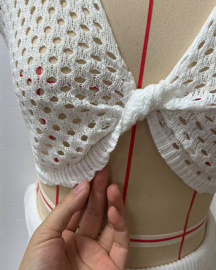 Women's Striped Knit Top & Mid-Length Skirt Two-Piece Set – Beach & Casual