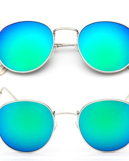 Retro Round Sunglasses for Women – Metal Frame, 14 Color Combos