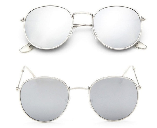 Retro Round Sunglasses for Women – Metal Frame, 14 Color Combos