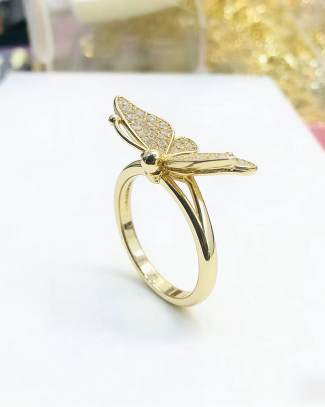 Gold Butterfly Diamond-Encrusted Ring
