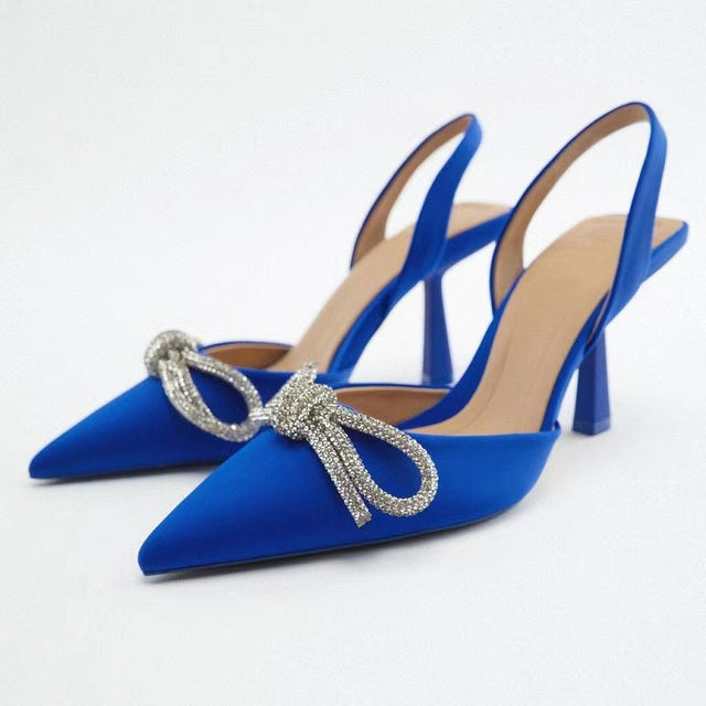 Women's Bow High Heel Sandals – Non-Slip, Black, Blue & Rose Red, EU 36–43