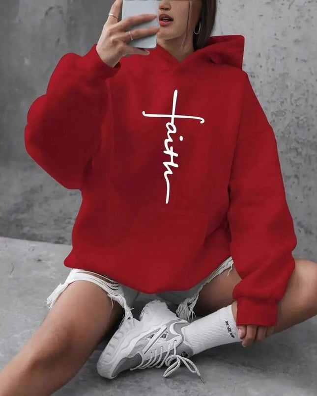 Women's Cross Graffiti Faith Hoodie – 3 Colors, Sizes S–3XL