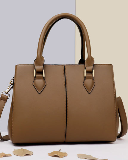 Women's Large-Capacity  Leather Crossbody Shoulder Bag – Soft, Structured, Khaki & Black
