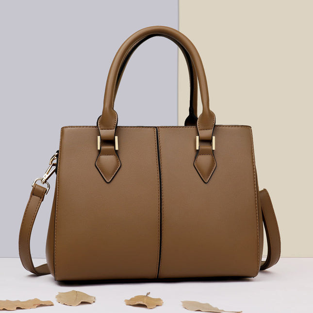 Women's Large-Capacity  Leather Crossbody Shoulder Bag – Soft, Structured, Khaki & Black