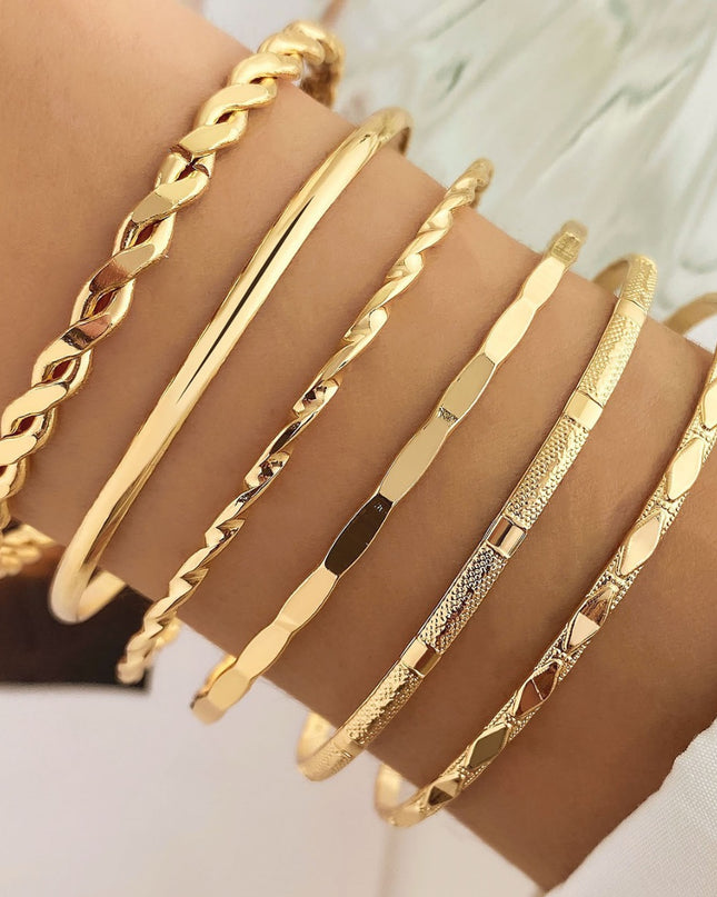 Bohemian Gold Chain Bracelet Set – 6-Piece Stacked Jewelry