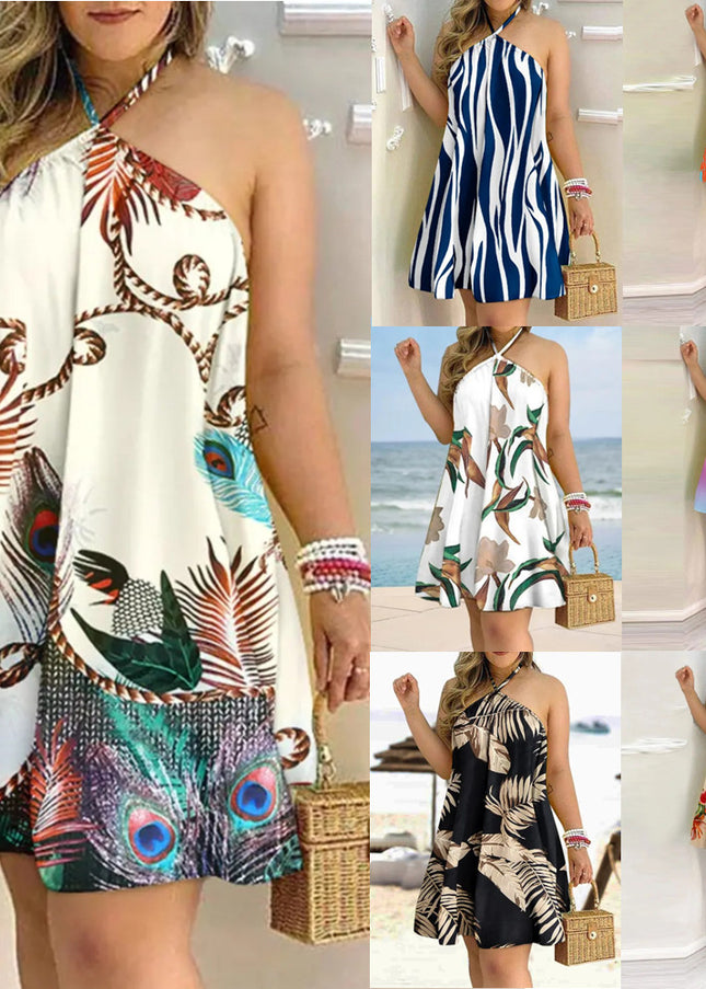 Off-Shoulder Midi Dress – Sleeveless A-Line Summer Dress