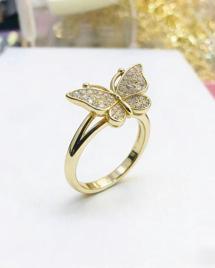Gold Butterfly Diamond-Encrusted Ring