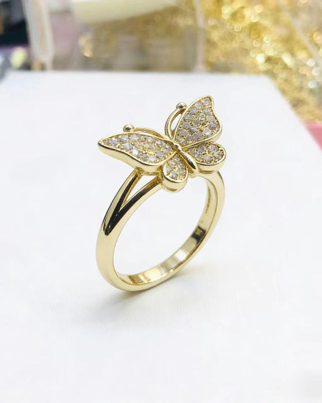 Gold Butterfly Diamond-Encrusted Ring