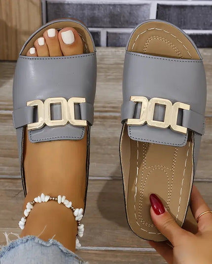Chain Wedge Platform Sandals | Peep-Toe Slides for Women
