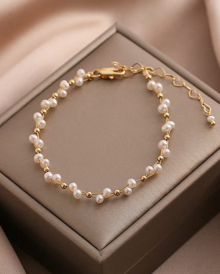 Natural Freshwater Pearl Braided Bracelet – Minimalist Adjustable Wrist Jewelry | Women & Girls