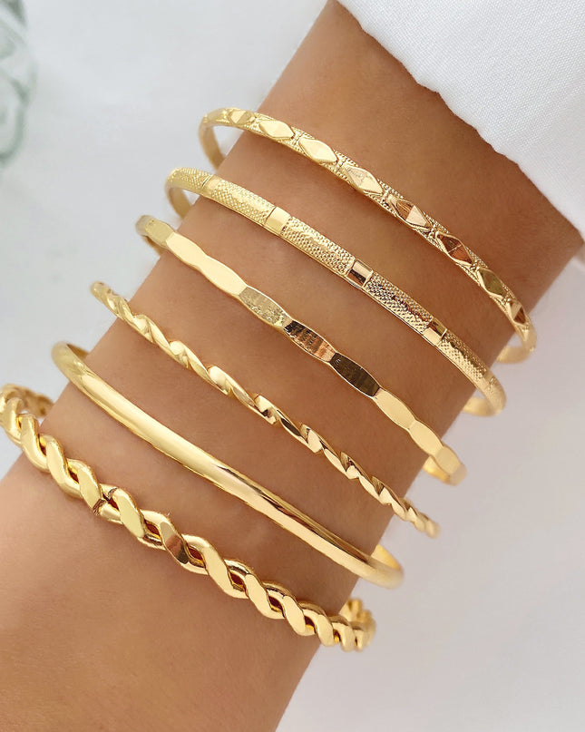 Bohemian Gold Chain Bracelet Set – 6-Piece Stacked Jewelry