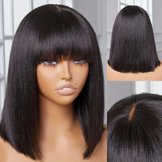 Human Hair Bob Lace Wig – Natural Style, Dyeable & Heat Styleable, 10 & 16 Inches