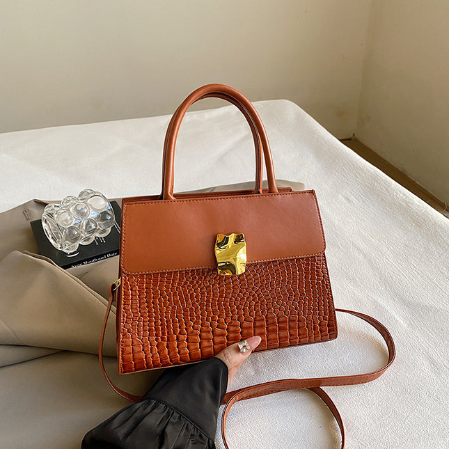 Women's Streetwear PU Leather Crossbody Bag – Patchwork Stitching, 6 Colors