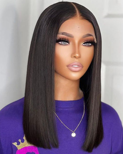 Double Drawn Bone Straight Human Hair Wig – 16 Inch