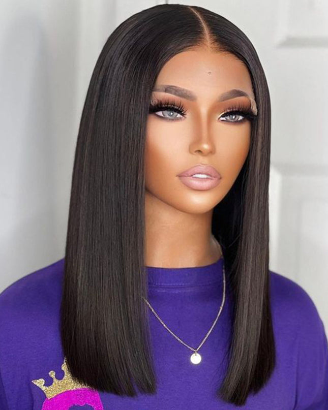Double Drawn Bone Straight Human Hair Wig – 16 Inch