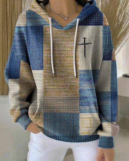 Women's Artistic Print Pullover Hoodie – Retro Style, Sizes S–6XL