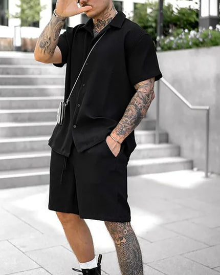 Men's Cotton Polo Shirt & Shorts Set – Casual 2-Piece Summer Suit | 5 Colors | S–XXXL