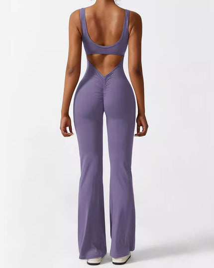 Women Sleeveless Flare Jumpsuits Fitness Yoga Long Pants
