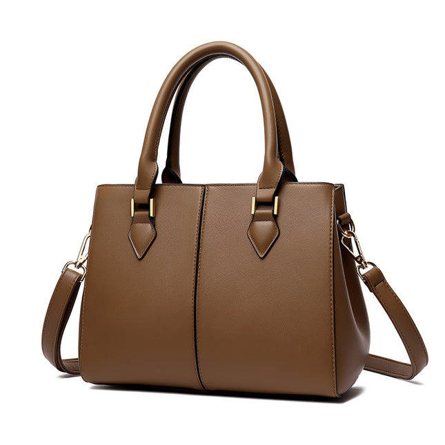 Women's Large-Capacity  Leather Crossbody Shoulder Bag – Soft, Structured, Khaki & Black