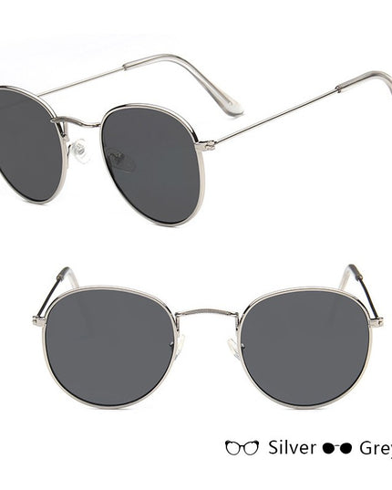 Retro Round Sunglasses for Women – Metal Frame, 14 Color Combos