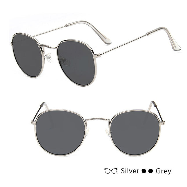 Retro Round Sunglasses for Women – Metal Frame, 14 Color Combos