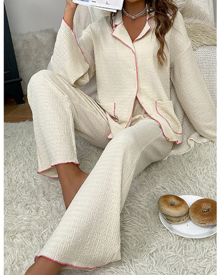 Lapel Button-Up Pajama Set