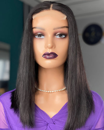 Double Drawn Bone Straight Human Hair Wig – 16 Inch