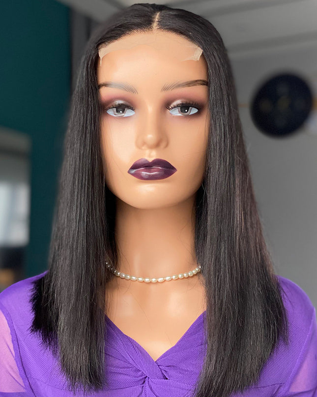 Double Drawn Bone Straight Human Hair Wig – 16 Inch