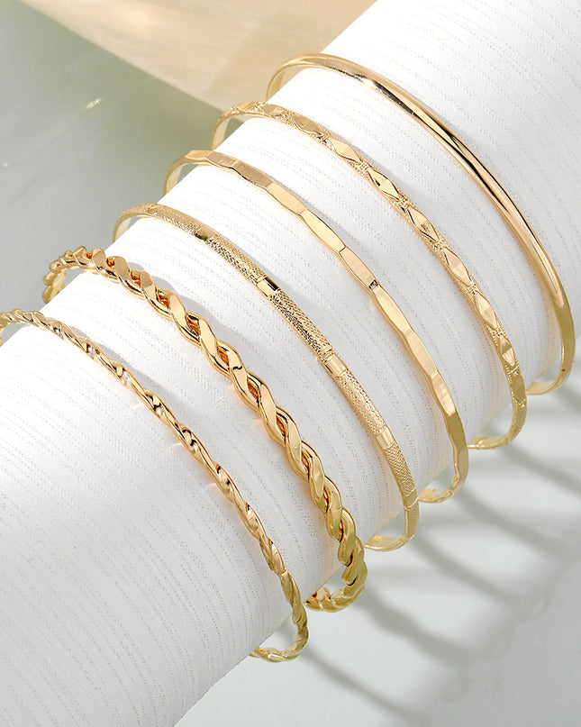 Bohemian Gold Chain Bracelet Set – 6-Piece Stacked Jewelry