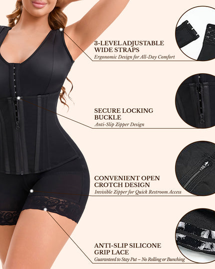 Fajas Colombianas Overbust Shapewear – 11 Steel Bones, Tummy Control, Butt Lifter, S–3XL