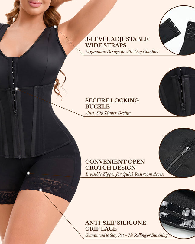 Fajas Colombianas Overbust Shapewear – 11 Steel Bones, Tummy Control, Butt Lifter, S–3XL