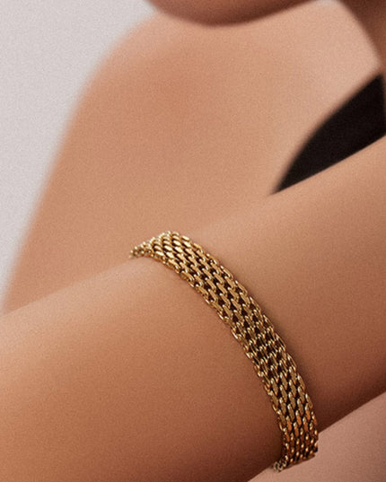 Geometric Chain Bracelet | Gold & Silver Titanium Steel Jewelry for Women