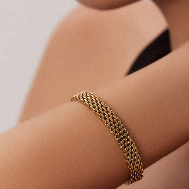Geometric Chain Bracelet | Gold & Silver Titanium Steel Jewelry for Women