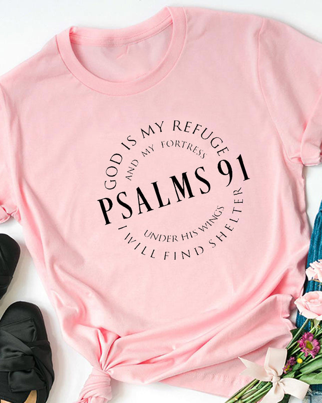 Women's Psalms 91 'God Is My Refuge' Christian T-Shirt – 5 Colors, Sizes S–3XL