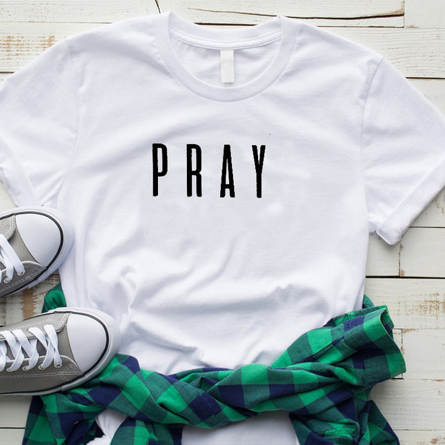 Women's 'Pray' Christian T-Shirt – Cotton, 6 Colors, Sizes S–3XL