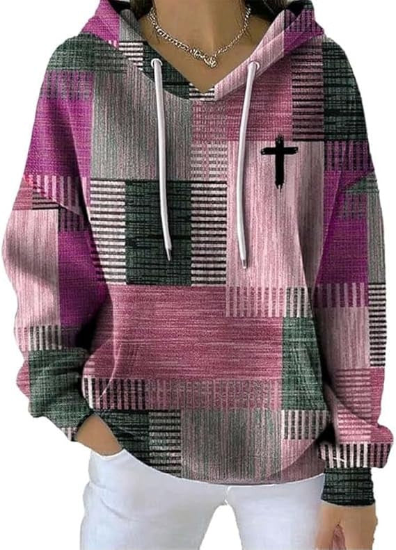 Women's Artistic Print Pullover Hoodie – Retro Style, Sizes S–6XL
