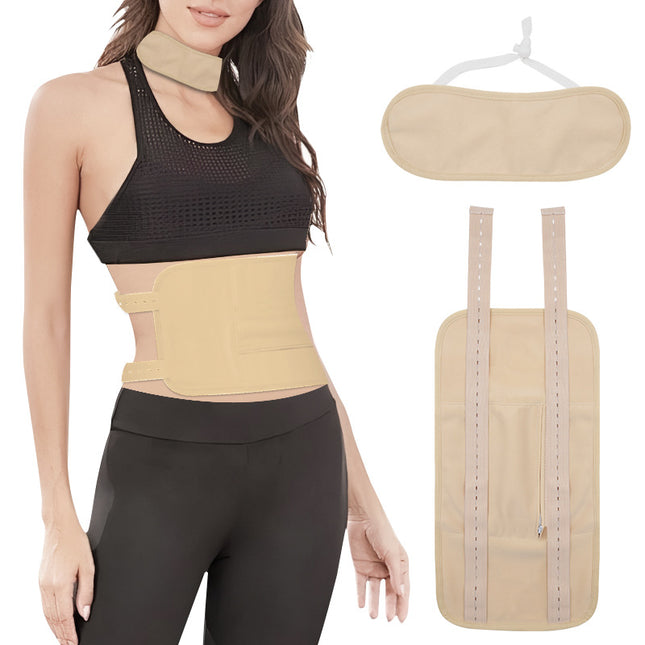 Reusable Castor Oil Pack Elastic Belt Suit – Waist & Neck Bag Set, 4 Colors