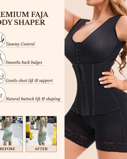 Fajas Colombianas Overbust Shapewear – 11 Steel Bones, Tummy Control, Butt Lifter, S–3XL