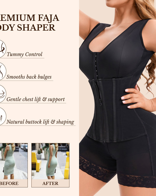 Fajas Colombianas Overbust Shapewear – 11 Steel Bones, Tummy Control, Butt Lifter, S–3XL