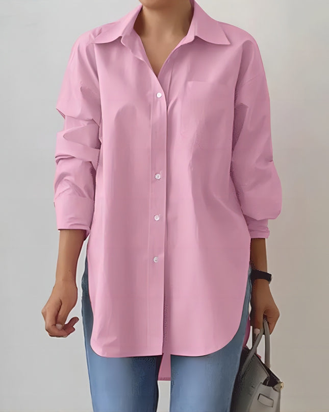 Split-Neck Long-Sleeve Shirt