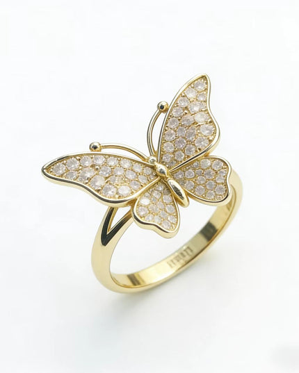 Gold Butterfly Diamond-Encrusted Ring