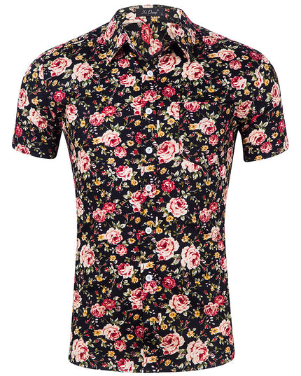 Men's 100% Cotton Printed Short Sleeve Shirt – 13 Prints, Sizes S–XXL