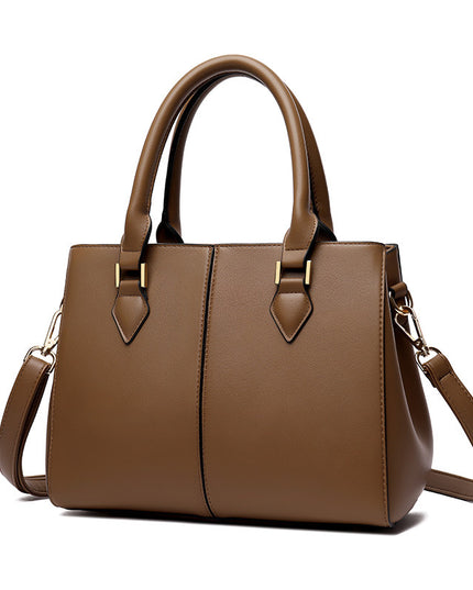 Women's Large-Capacity  Leather Crossbody Shoulder Bag – Soft, Structured, Khaki & Black