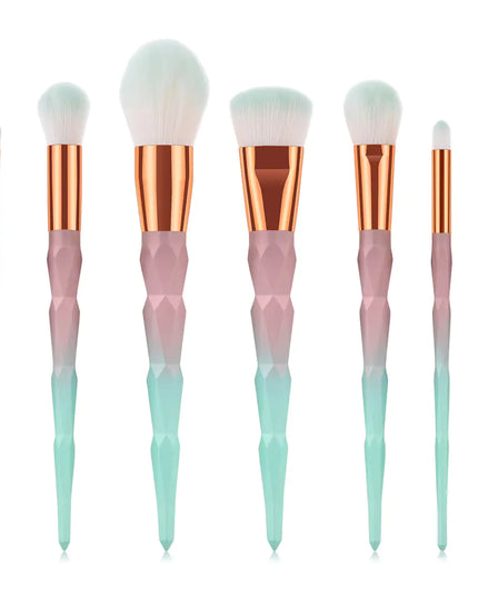 7-Piece Diamond Makeup Brush Set with Gradient Design