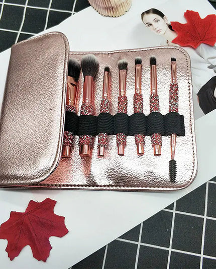 10-Piece Diamond Makeup Brush Set with Pouch
