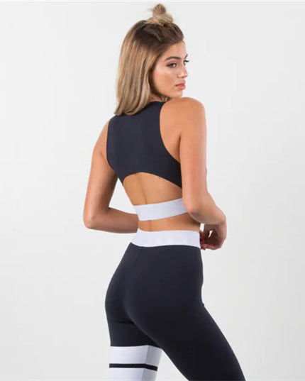 Striped Color-Block Yoga Outfit - Fitness Set