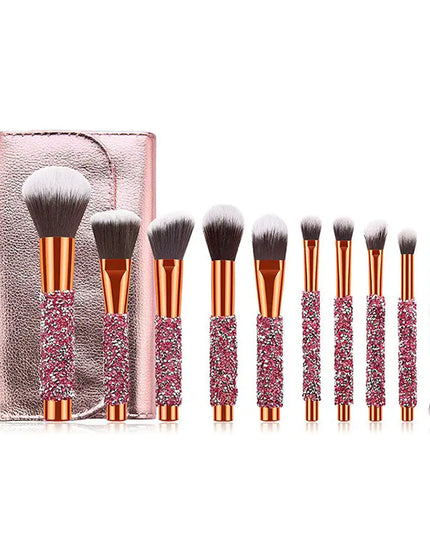 10-Piece Diamond Makeup Brush Set with Pouch