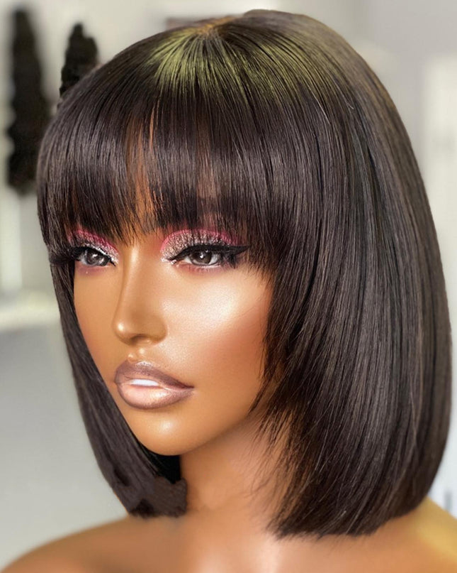 Human Hair Bob Lace Wig – Natural Style, Dyeable & Heat Styleable, 10 & 16 Inches